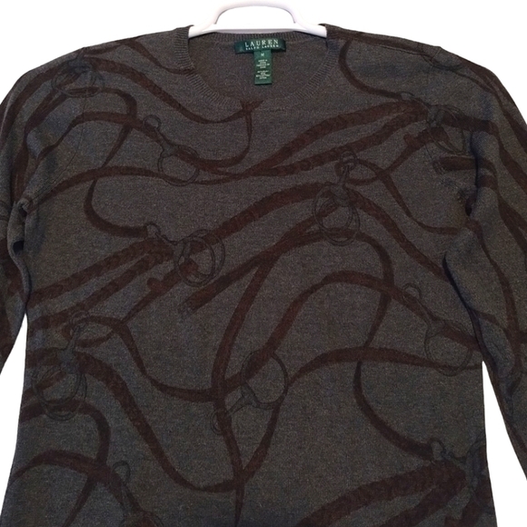 Lauren‎ Ralph Lauren Silk Blend Contrast Pattern Knit Pullover Sweater - Picture 2 of 5